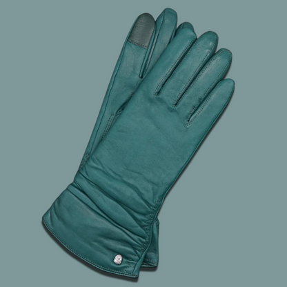Lederhandschuhe für Damen, Nappaleder, Kaschmirfutter, Smartphone Funktion#farbe_flaschengruen