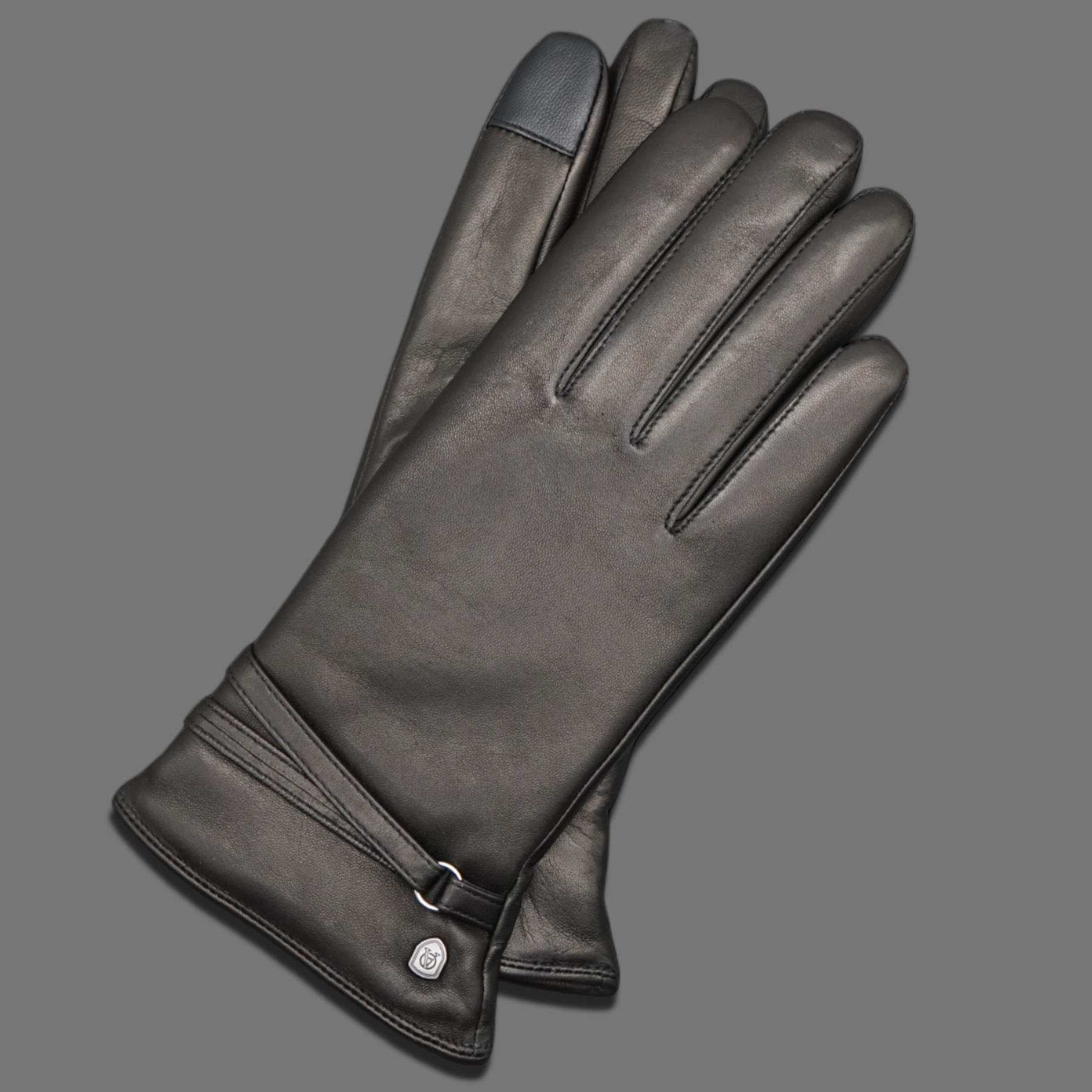 Lederhandschuhe für Damen, Nappaleder, Kaschmirfutter, Smartphone Funktion#farbe_schwarz