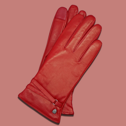 Lederhandschuhe für Damen, Nappaleder, Kaschmirfutter, Smartphone Funktion#farbe_rot