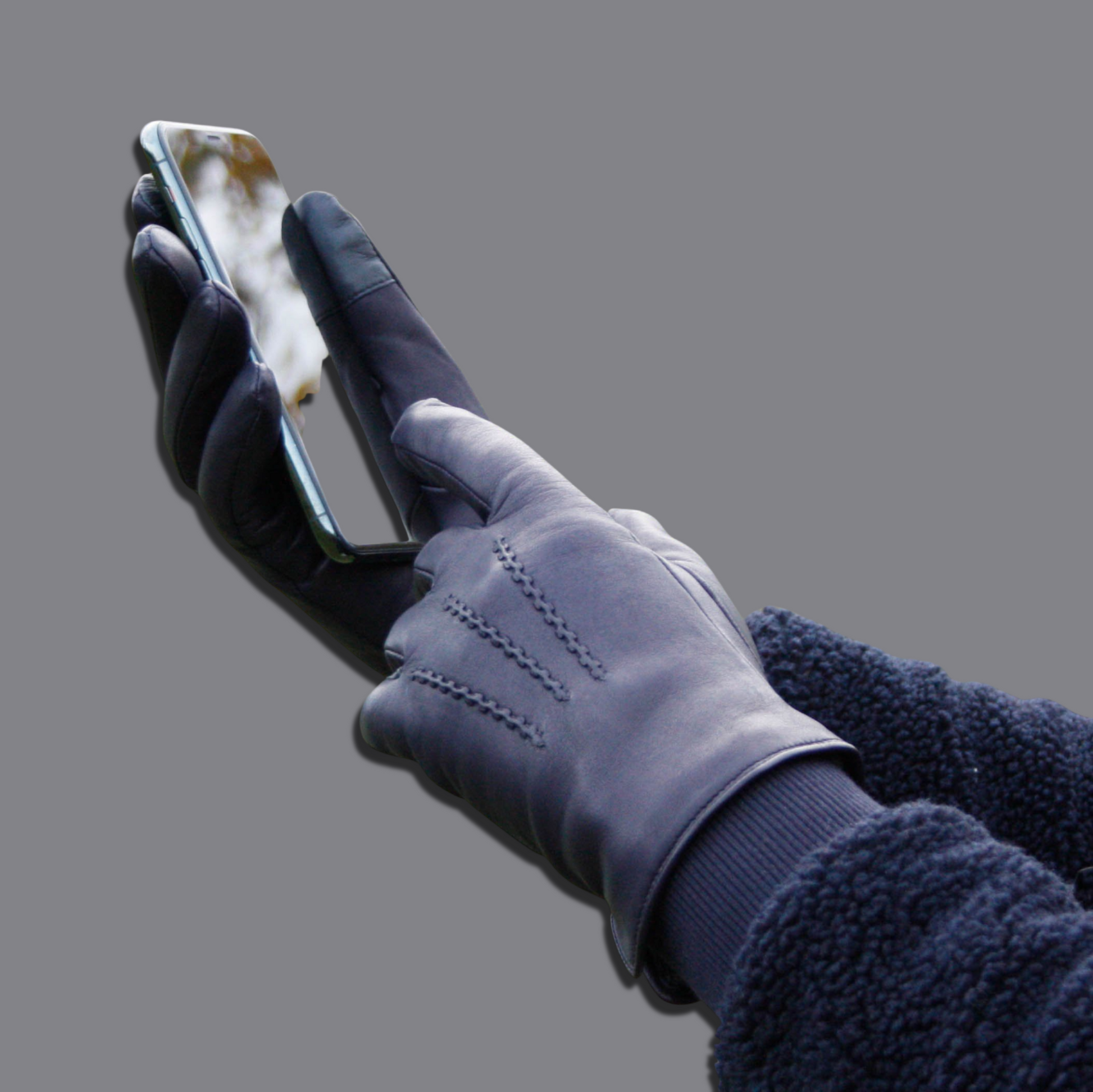 Lederhandschuhe für Damen, Nappaleder, Kaschmirfutter, Smartphone Funktion#farbe_marineblau