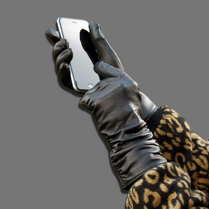 Lederhandschuhe für Damen, Nappaleder, Kaschmirfutter, Smartphone Funktion#farbe_schwarz