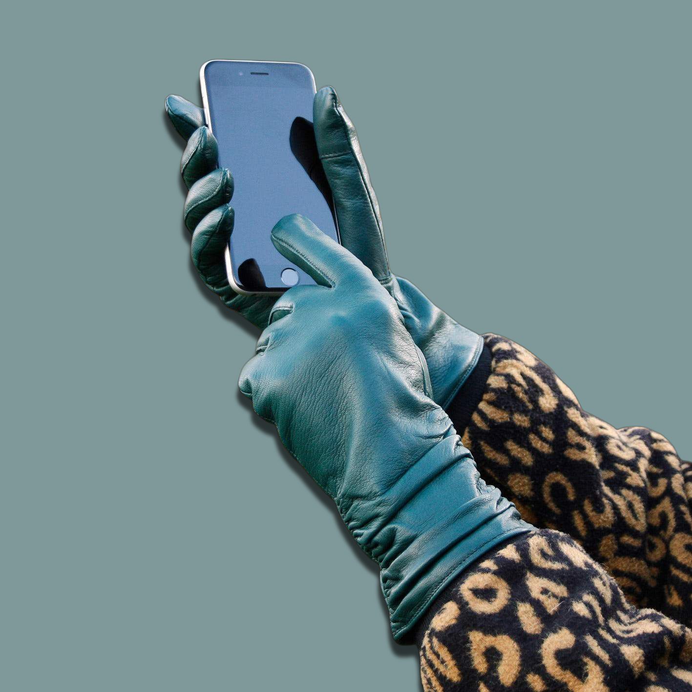 Lederhandschuhe für Damen, Nappaleder, Kaschmirfutter, Smartphone Funktion#farbe_flaschengruen