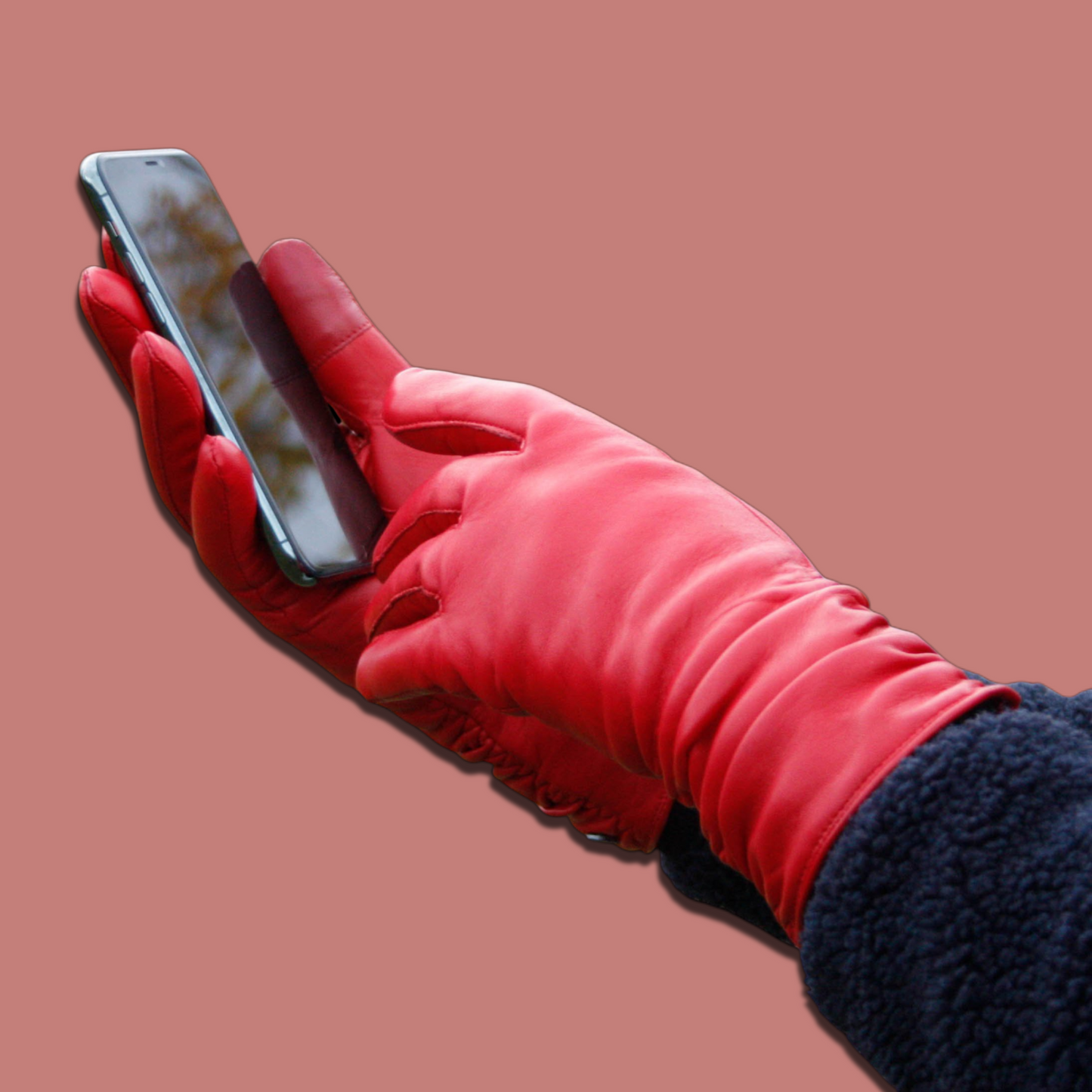 Lederhandschuhe für Damen, Nappaleder, Kaschmirfutter, Smartphone Funktion#farbe_rot