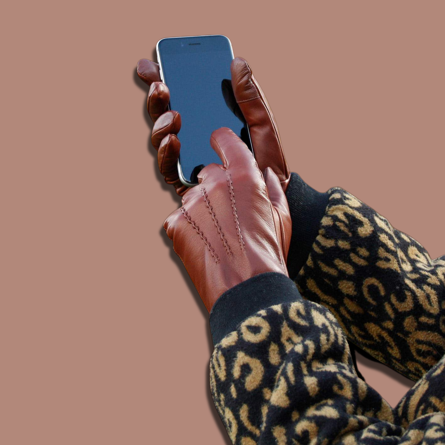 Lederhandschuhe für Damen, Nappaleder, Kaschmirfutter, Smartphone Funktion#farbe_cognac