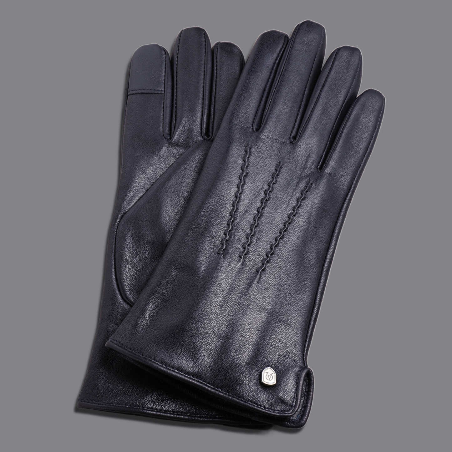 Lederhandschuhe für Damen, Nappaleder, Kaschmirfutter, Smartphone Funktion#farbe_marineblau