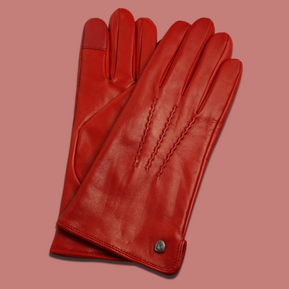 Lederhandschuhe für Damen, Nappaleder, Kaschmirfutter, Smartphone Funktion#farbe_rot