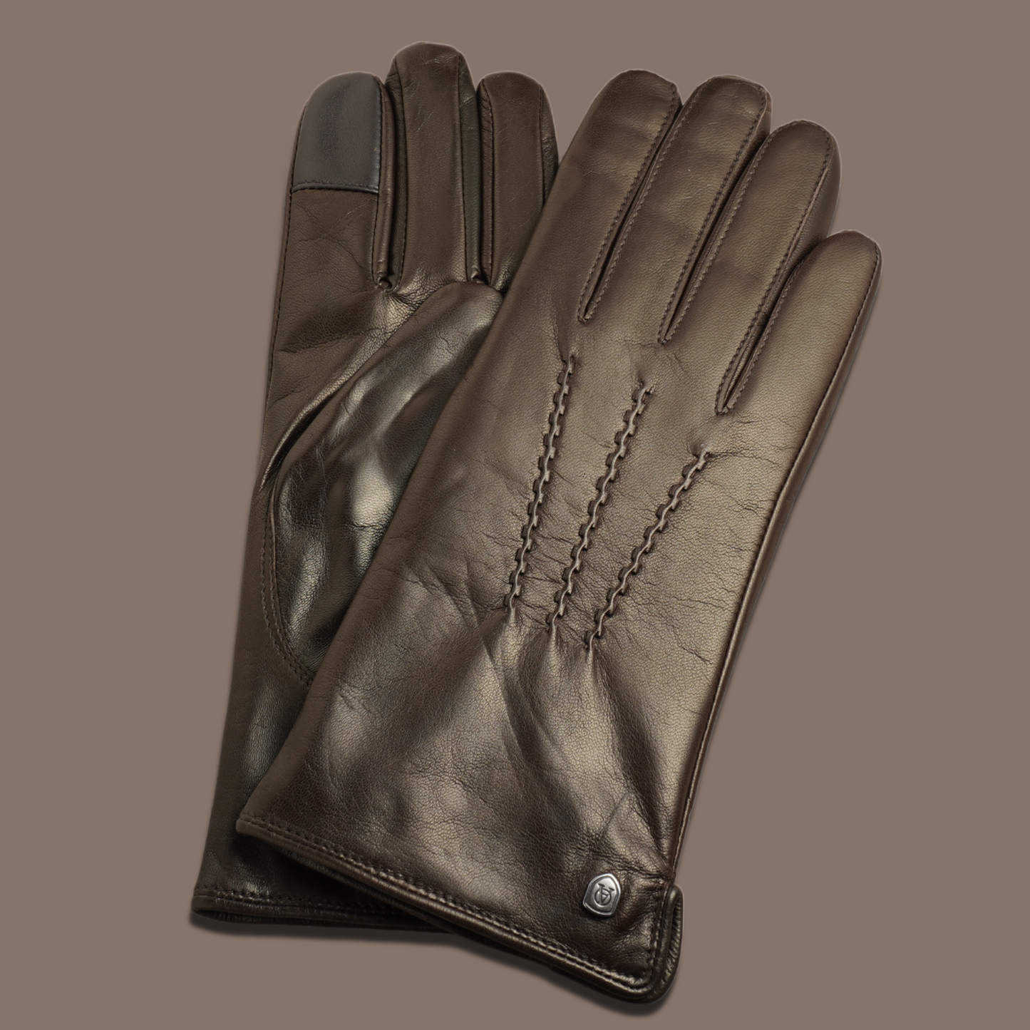 Lederhandschuhe für Damen, Nappaleder, Kaschmirfutter, Smartphone Funktion#farbe_schwarzbraun