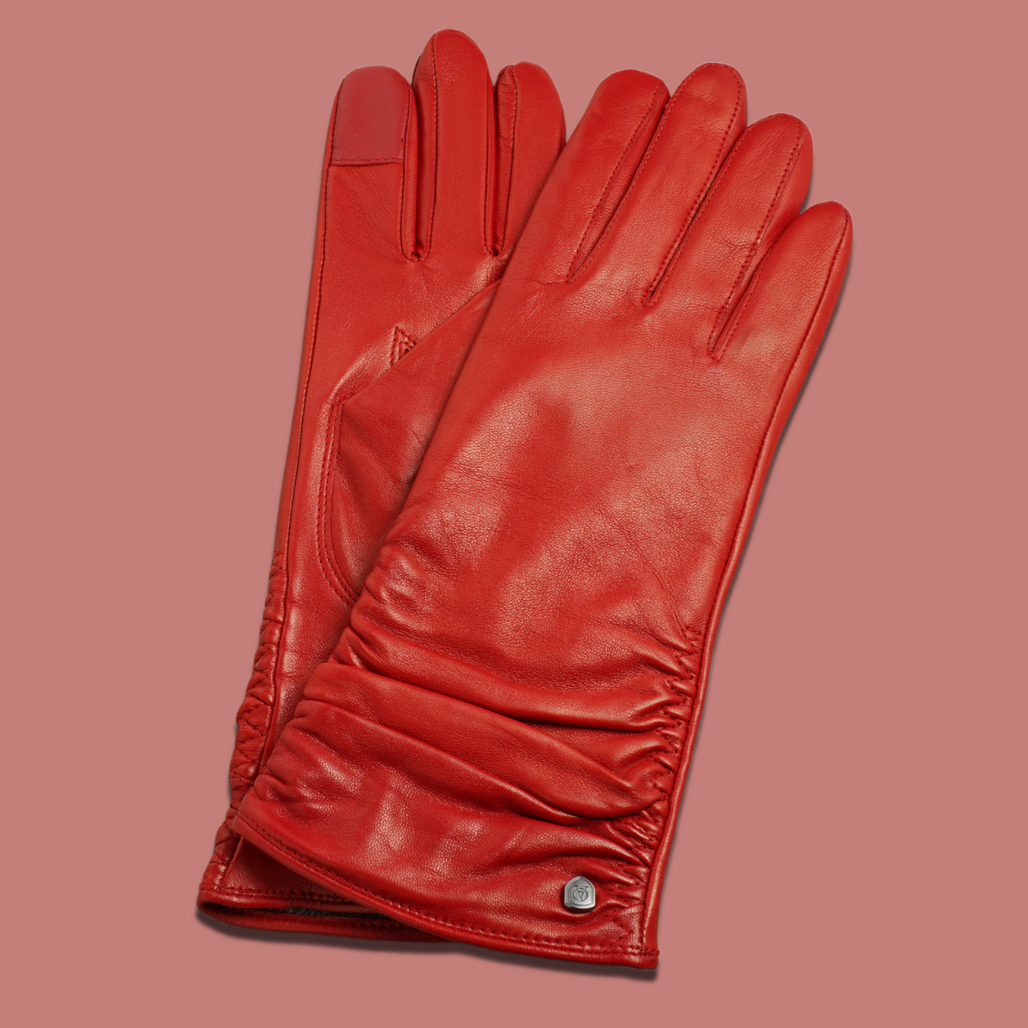 Lederhandschuhe für Damen, Nappaleder, Kaschmirfutter, Smartphone Funktion#farbe_rot