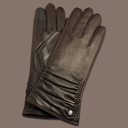 Lederhandschuhe für Damen, Nappaleder, Kaschmirfutter, Smartphone Funktion#farbe_schwarzbraun