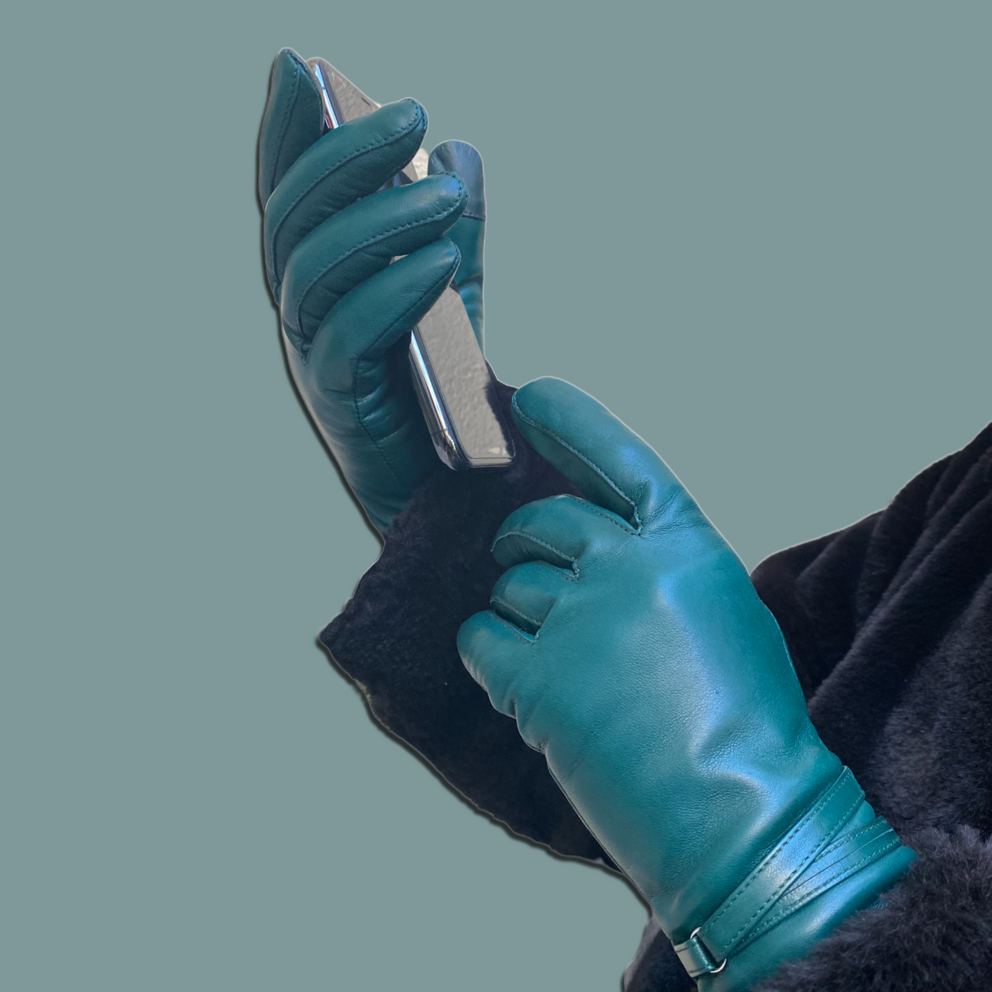 Lederhandschuhe für Damen, Nappaleder, Kaschmirfutter, Smartphone Funktion#farbe_flaschengruen