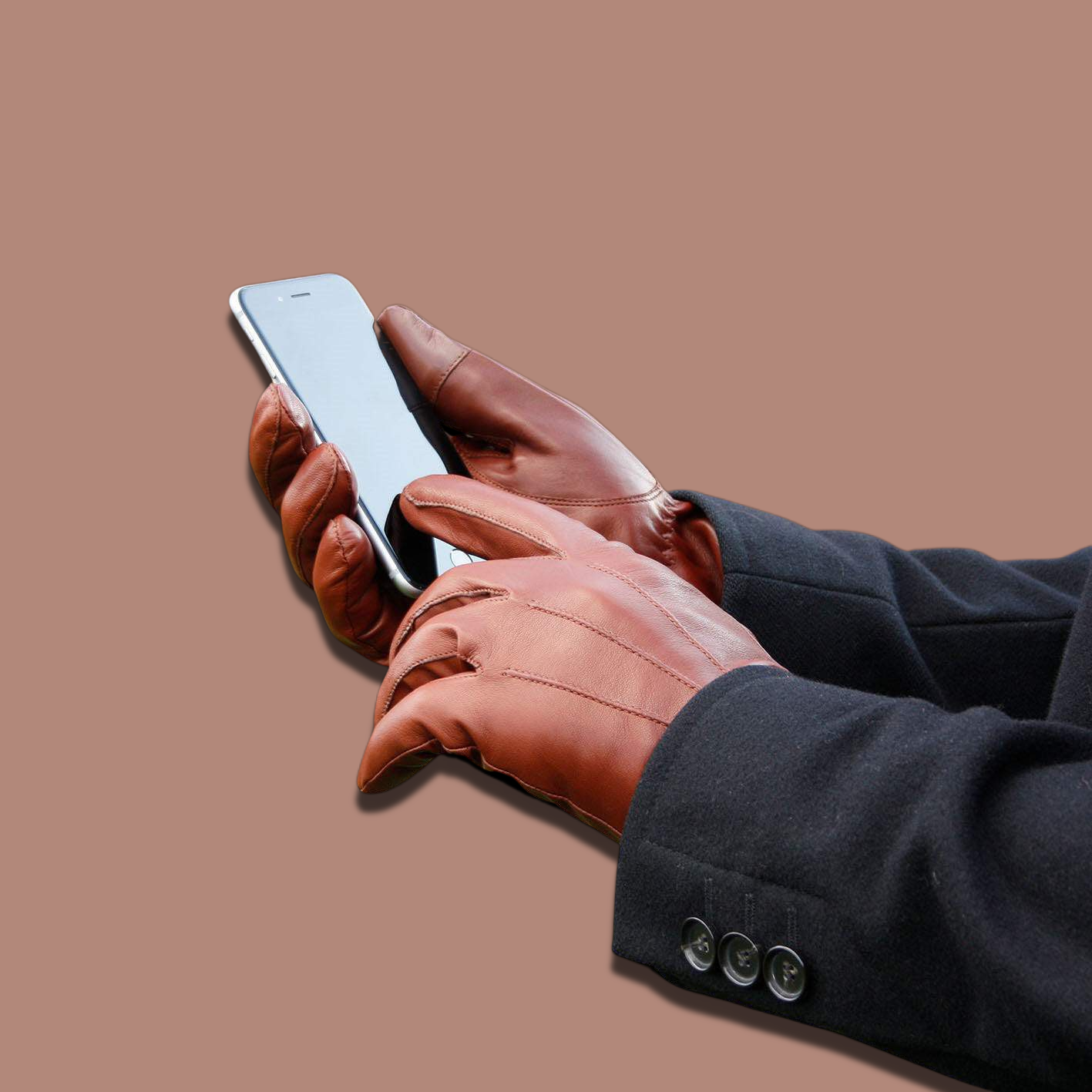 Lederhandschuhe für Herren, Nappaleder, Kaschmirfutter, Smartphone Funktion#farbe_cognac