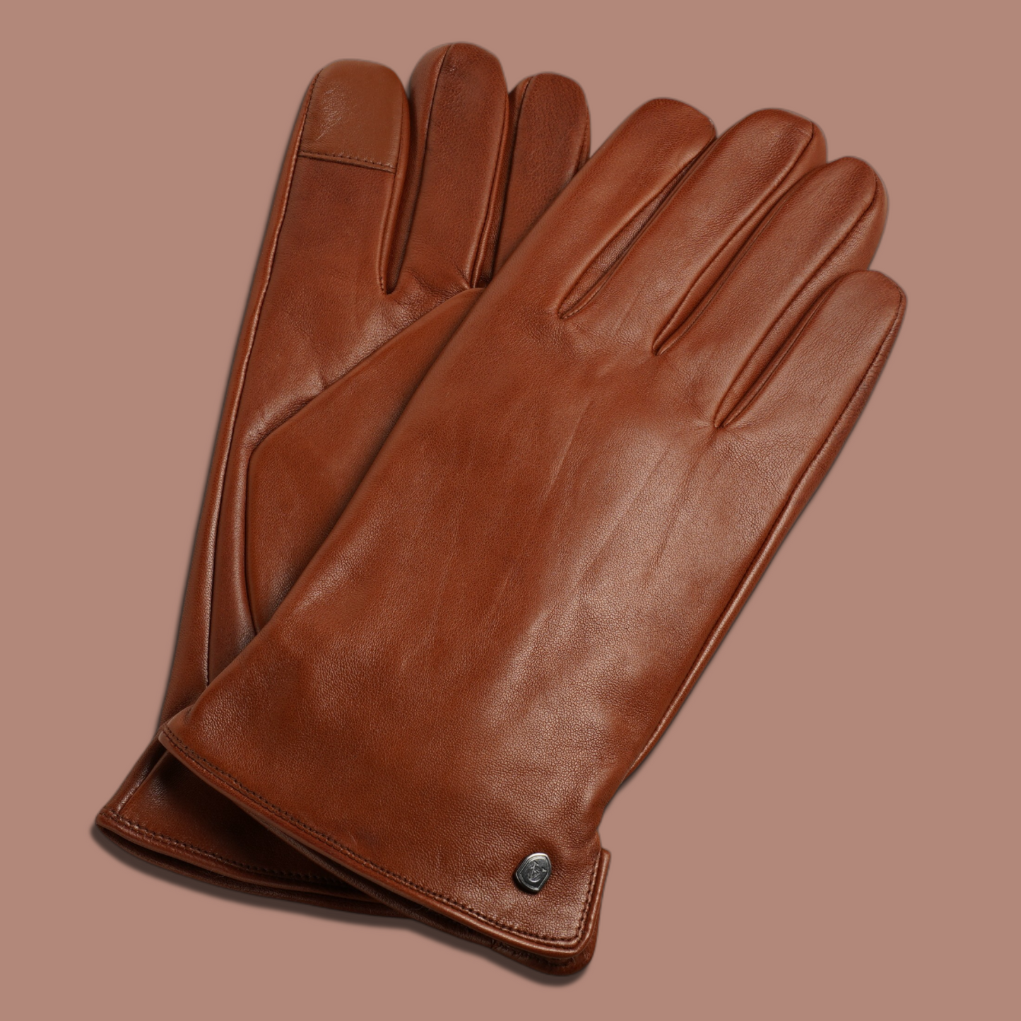Lederhandschuhe für Herren, Nappaleder, Kaschmirfutter, Smartphone Funktion#farbe_cognac