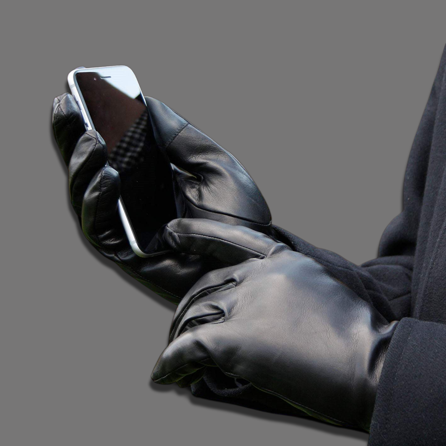 Lederhandschuhe für Herren, Nappaleder, Kaschmirfutter, Smartphone Funktion#farbe_schwarz