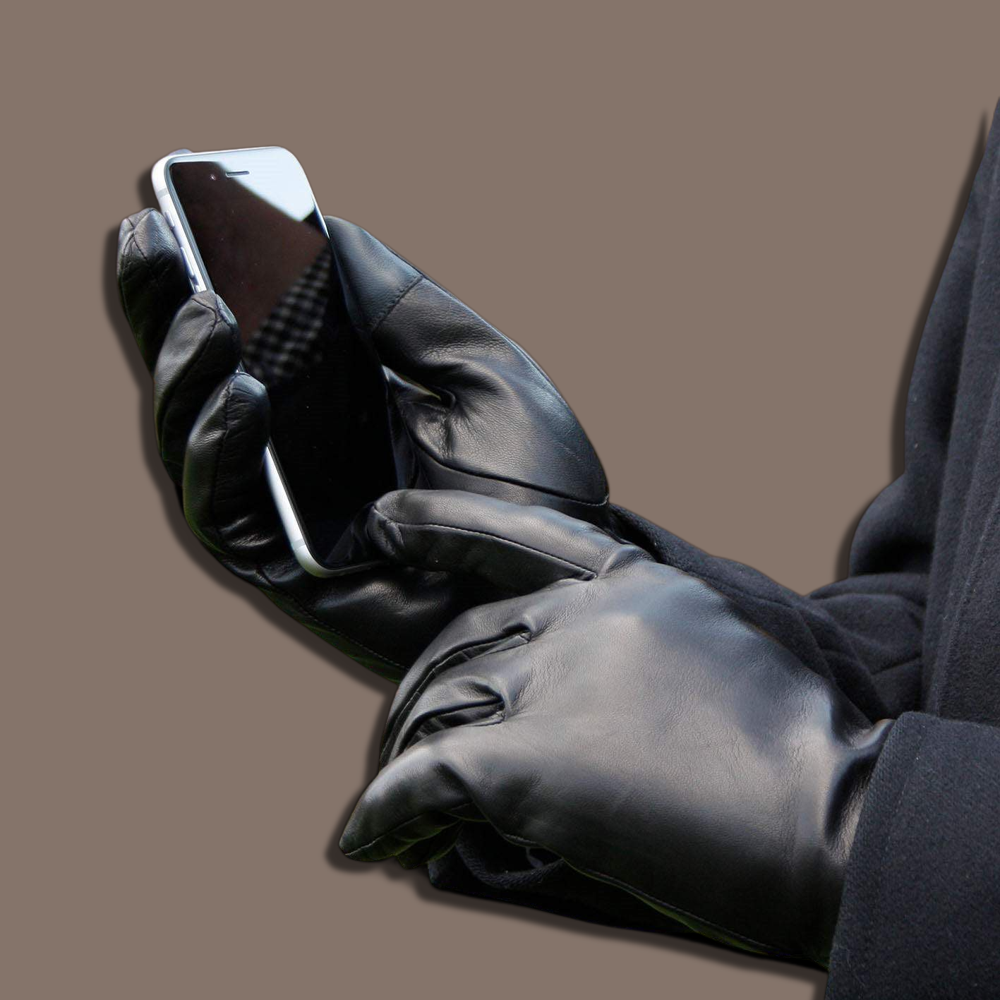 Lederhandschuhe für Herren, Nappaleder, Kaschmirfutter, Smartphone Funktion#farbe_schwarzbraun