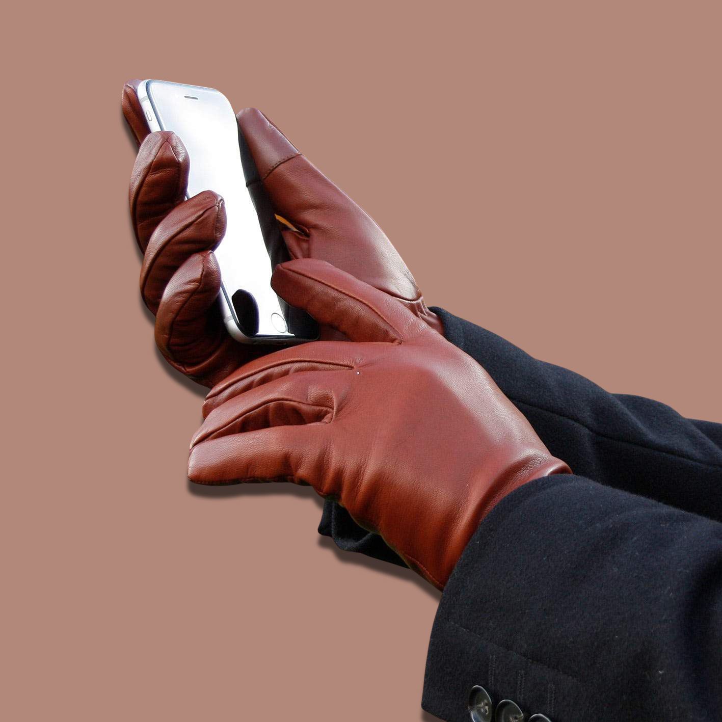 Lederhandschuhe für Herren, Nappaleder, Kaschmirfutter, Smartphone Funktion#farbe_cognac