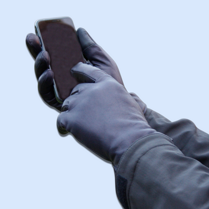 Lederhandschuhe für Herren, Nappaleder, Kaschmirfutter, Smartphone Funktion#farbe_marineblau
