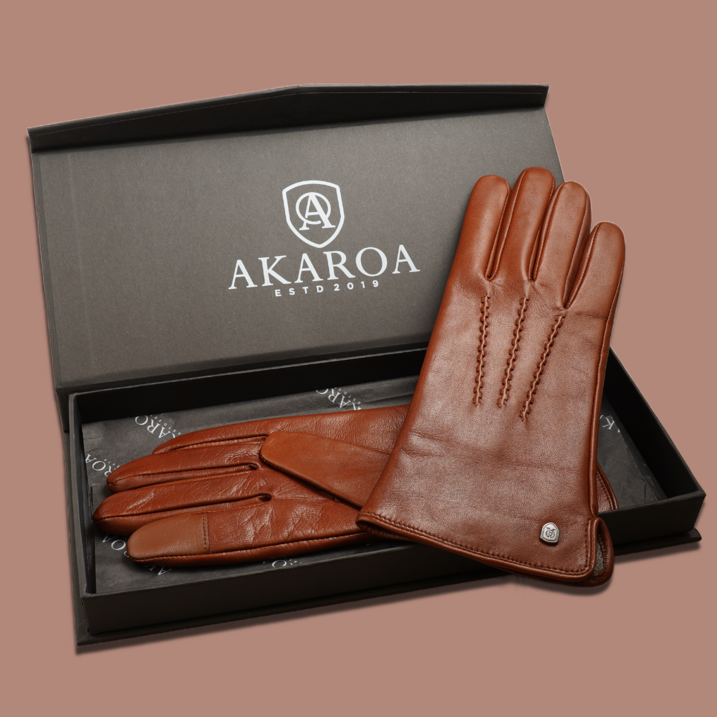 Lederhandschuhe für Damen, Nappaleder, Kaschmirfutter, Smartphone Funktion#farbe_cognac