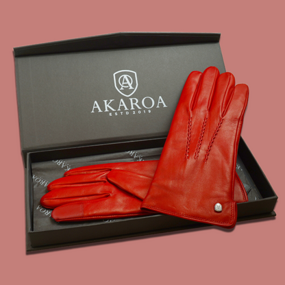 Lederhandschuhe für Damen, Nappaleder, Kaschmirfutter, Smartphone Funktion#farbe_rot