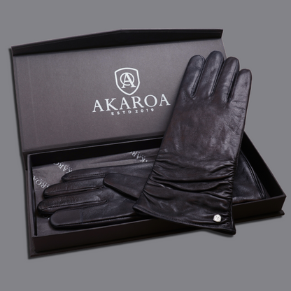 Lederhandschuhe für Damen, Nappaleder, Kaschmirfutter, Smartphone Funktion#farbe_marineblau