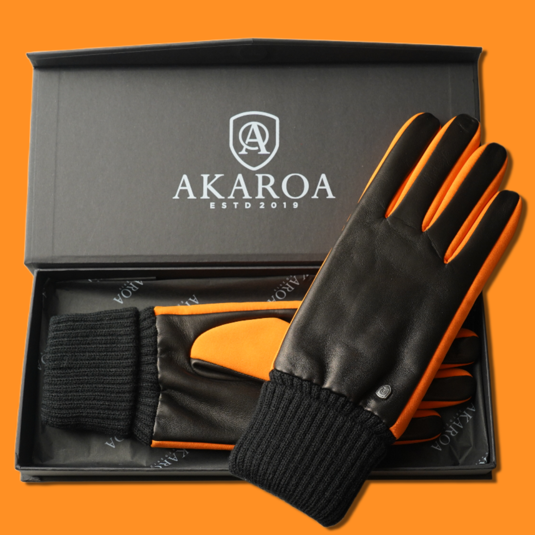 Lederhandschuhe für Damen, Nappaleder, Thinsulate Thermofutter, Smartphone Funktion#farbe_orange