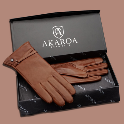 Lederhandschuhe für Damen, Nappaleder, Kaschmirfutter, Smartphone Funktion#farbe_cognac