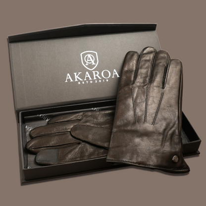 Lederhandschuhe für Herren, Nappaleder, Kaschmirfutter, Smartphone Funktion#farbe_schwarzbraun