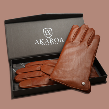 Lederhandschuhe für Herren, Nappaleder, Kaschmirfutter, Smartphone Funktion#farbe_cognac