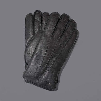 Lederhandschuhe für Herren, Hirschleder, Lammfellfutter #farbe_schwarz