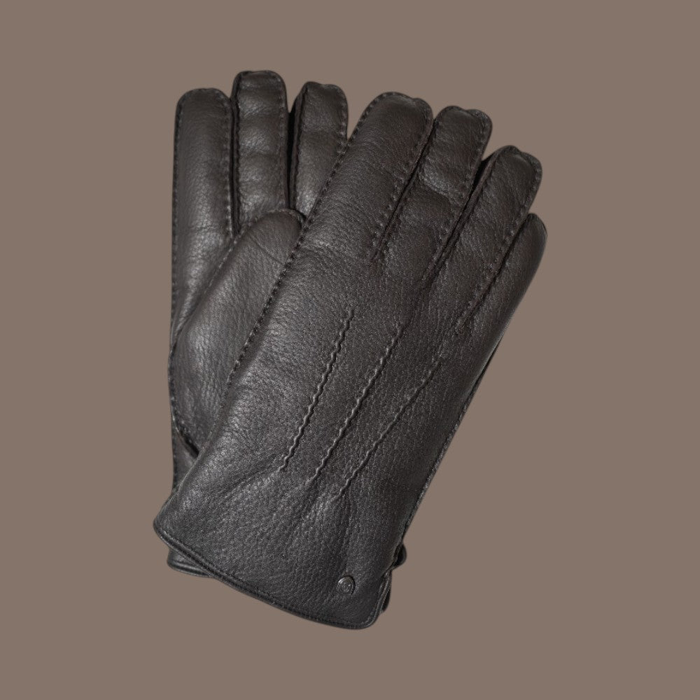 Lederhandschuhe für Herren, Hirschleder, Lammfellfutter #farbe_dunkelbraun