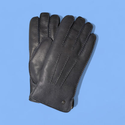 Lederhandschuhe für Herren, Hirschleder, Lammfellfutter #farbe_marineblau