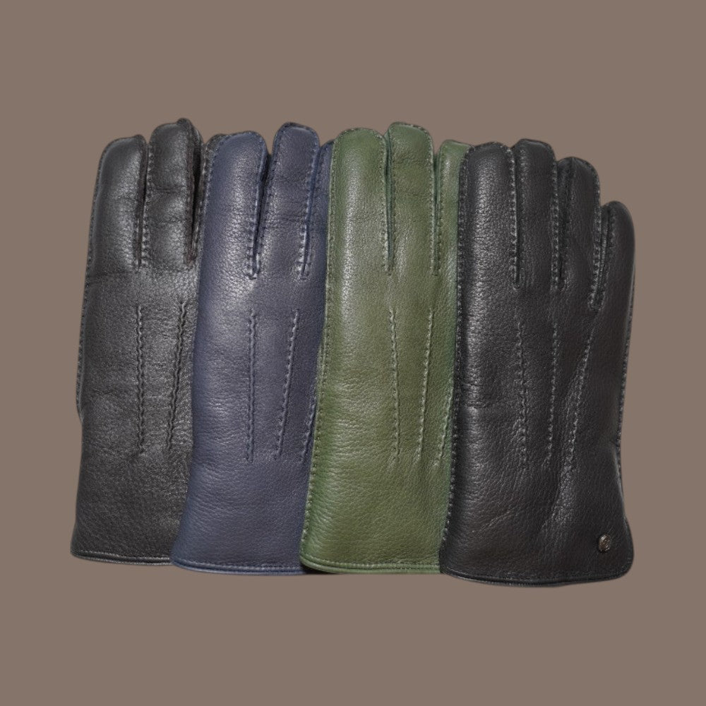 Lederhandschuhe für Herren, Hirschleder, Lammfellfutter #farbe_dunkelbraun