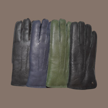 Lederhandschuhe für Herren, Hirschleder, Lammfellfutter #farbe_dunkelbraun