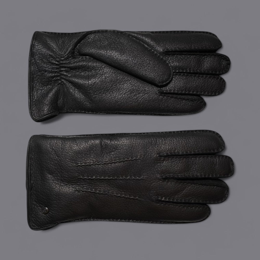 Lederhandschuhe für Herren, Hirschleder, Lammfellfutter #farbe_schwarz