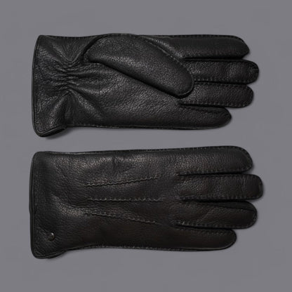 Lederhandschuhe für Herren, Hirschleder, Lammfellfutter #farbe_schwarz