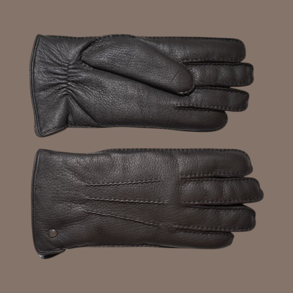 Lederhandschuhe für Herren, Hirschleder, Lammfellfutter #farbe_dunkelbraun