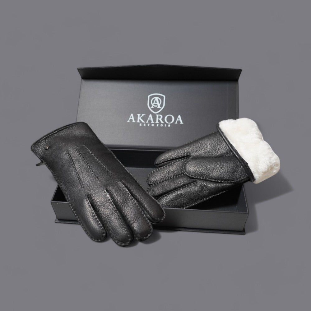 VORORDER BEN, Lammfellfutter, neuseeländisches Hirschleder, handgenäht